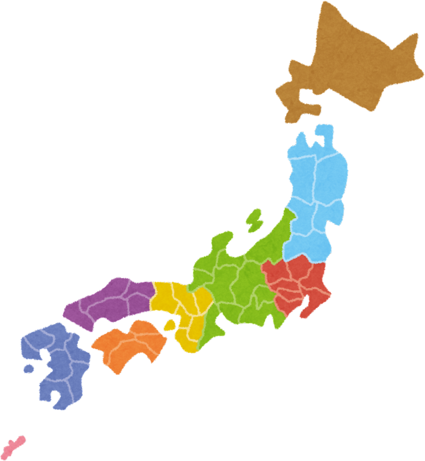 Color-Coded Map of Japan Illustration